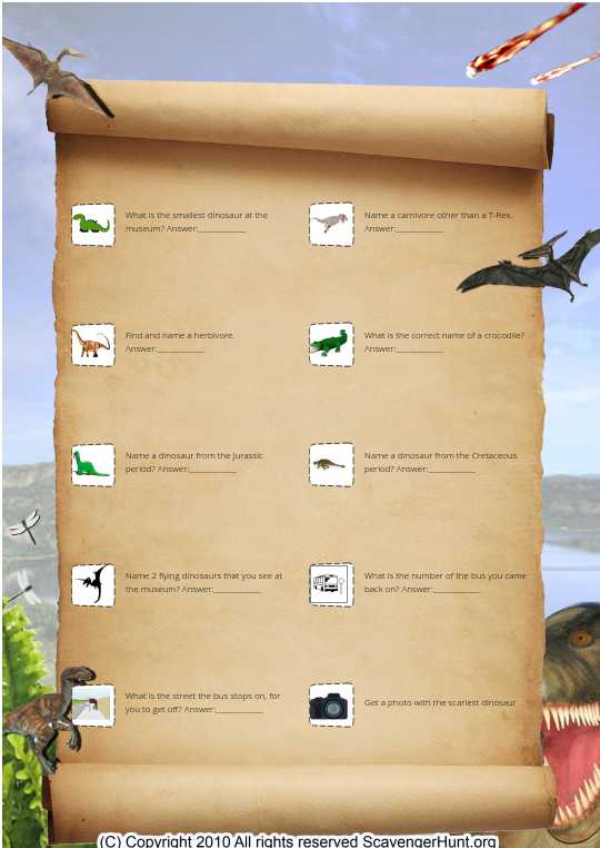 dinosaur scavenger hunt ideas