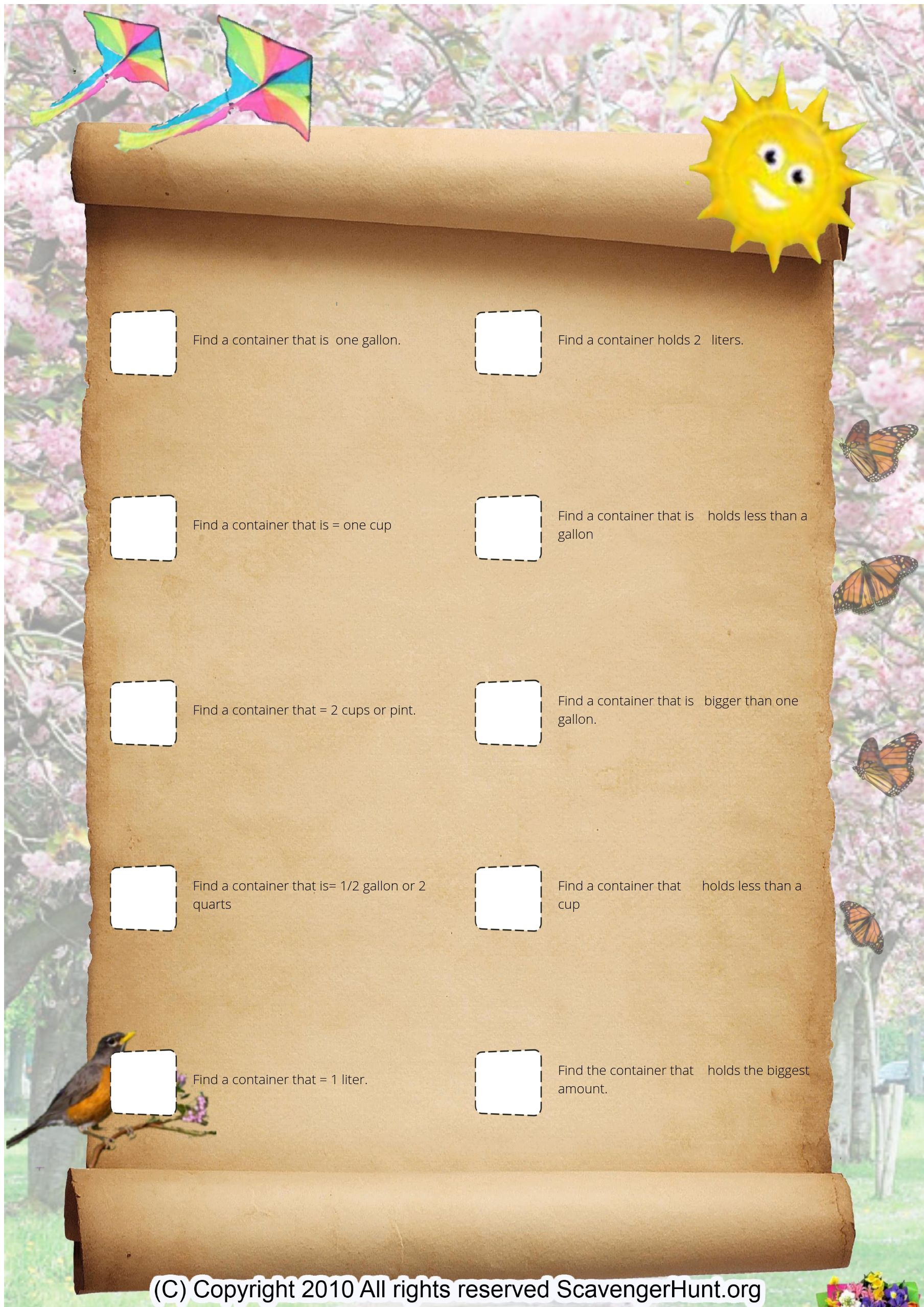 Liquid Volume Scavenger Hunt