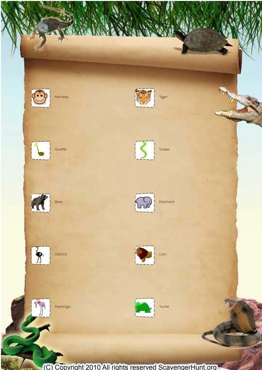Preschool Zoo Animal Scavenger Hunt