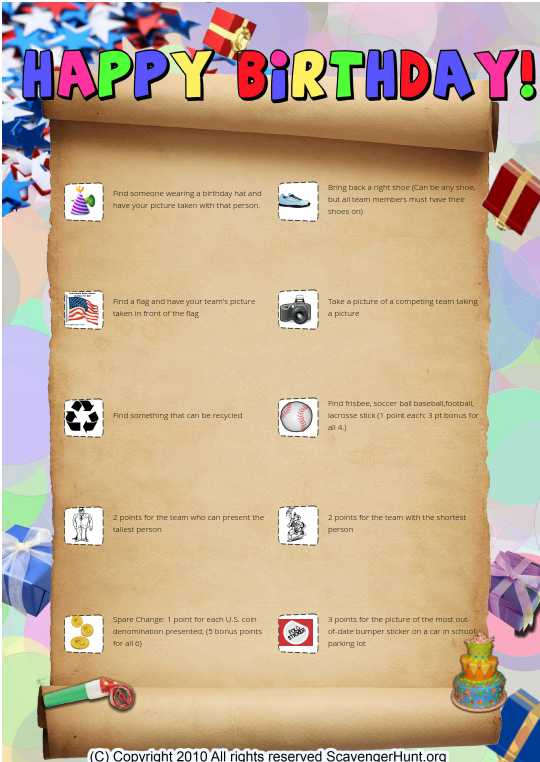 Relay for Life Scavenger Hunt